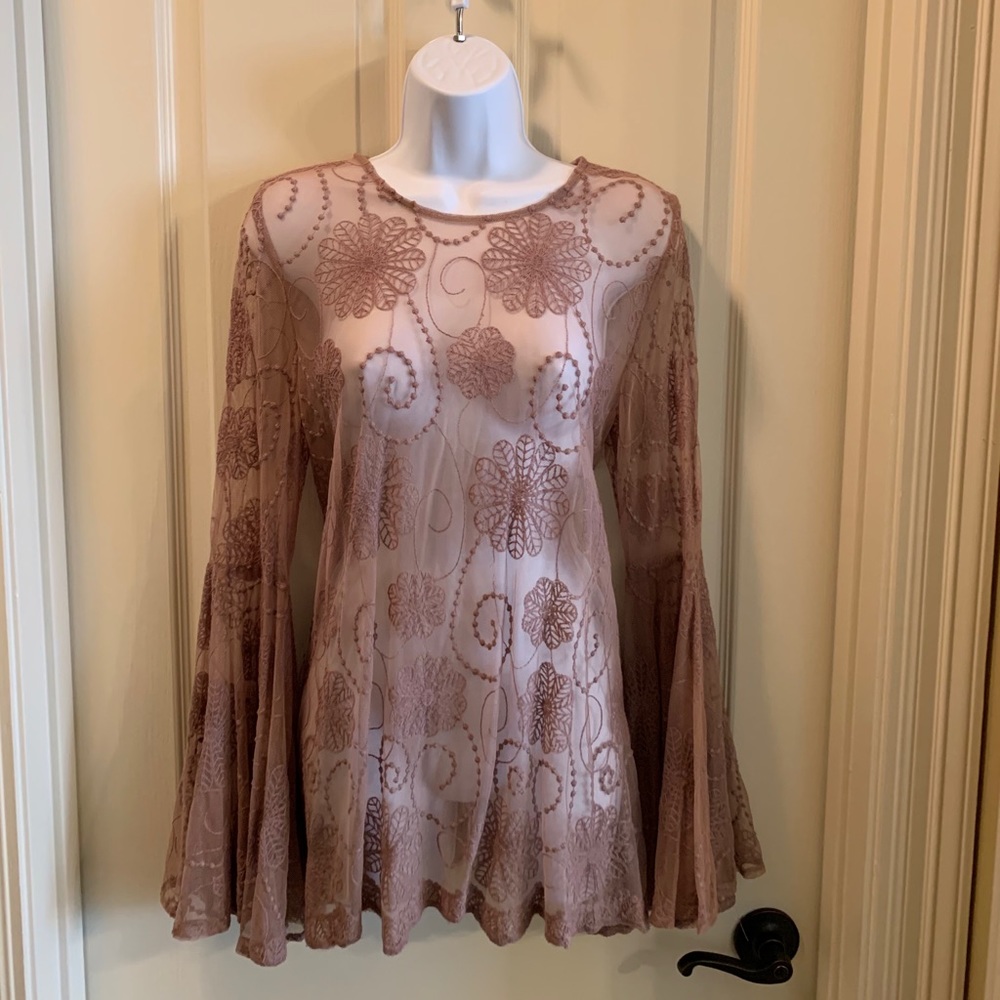 Soft lace top with bell sleeves